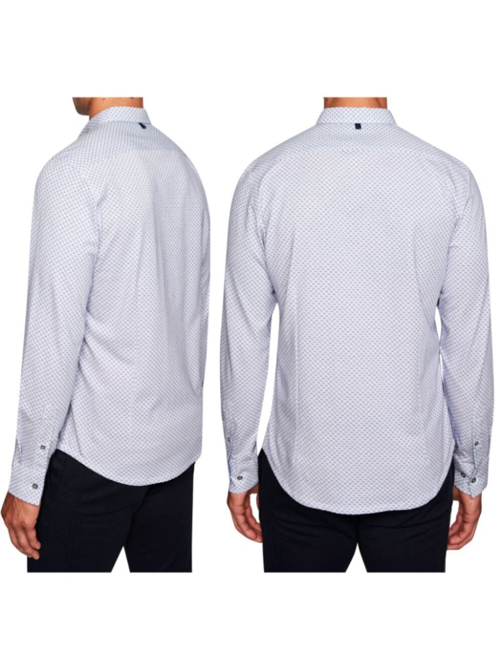 WRK | The Reworked Slim Fit Button Down In White/Burgundy Geometric - Picture 3 of 12